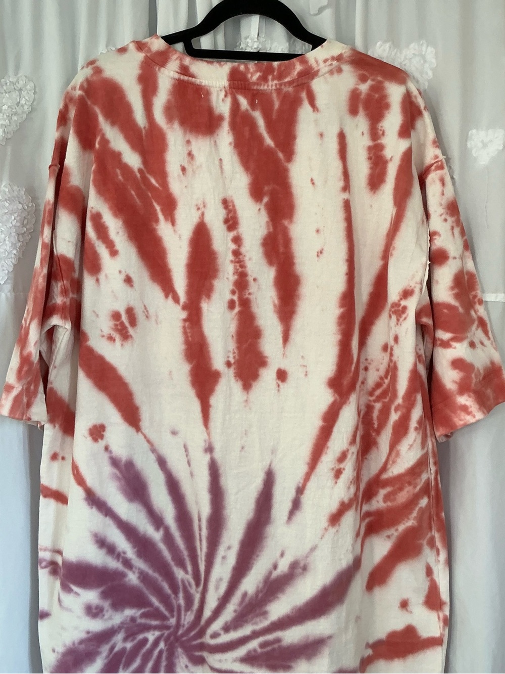 Free People Beach Camilla Tie-Dye Short Sleeve Shirt Dress in Red and Purple - Picture 9 of 11